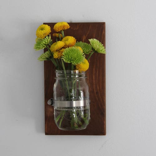 Set of 2 Small Mason Jar Vase // Mason Jar Sconce // Mason Jar Etsy