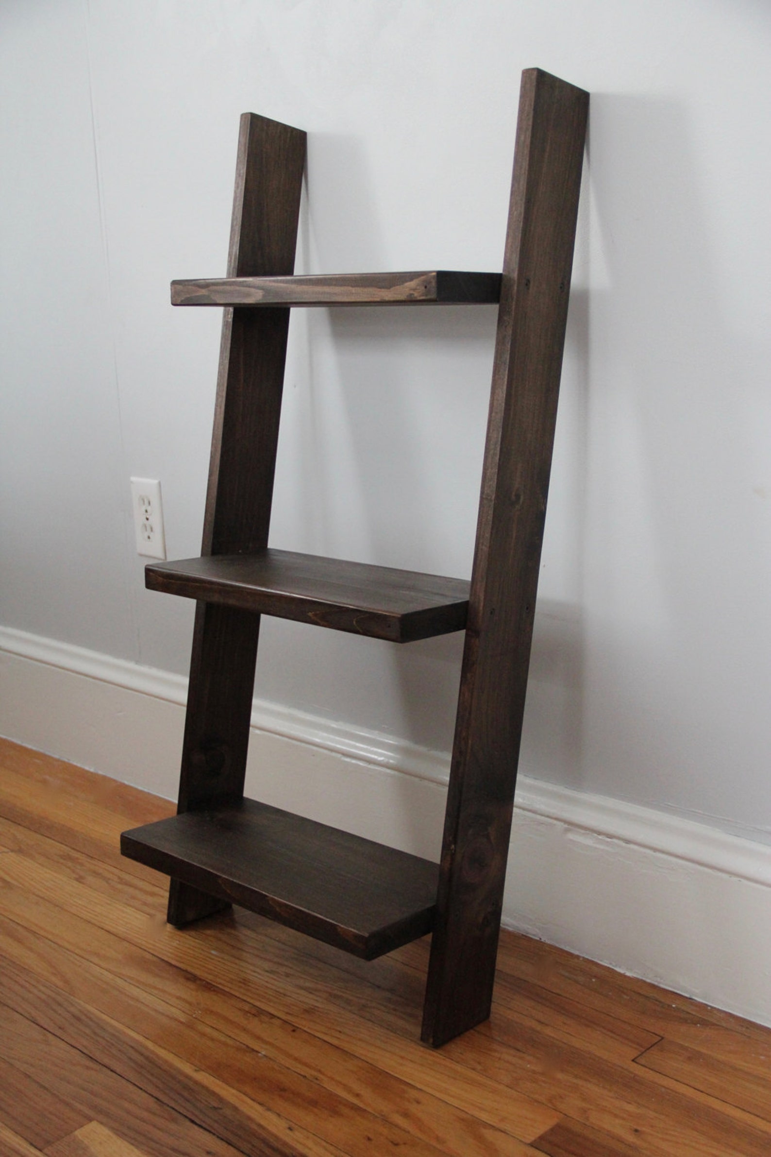 Leaning Ladder Shelf // Bedside Table // Leaning Book Shelf // Etsy