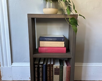Narrow bookcase // narrow bookshelf // wooden bookcase // small bookshelf // narrow bedside table // narrow nightstand // nightstand