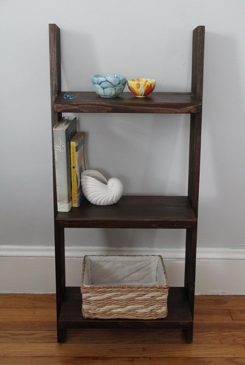 Leaning Ladder Shelf // Bedside Table // Leaning Book Shelf // Etsy