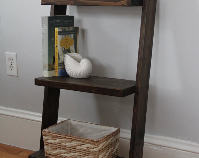 Leaning Ladder Shelf // Bedside Table // Leaning Book Shelf // Rustic