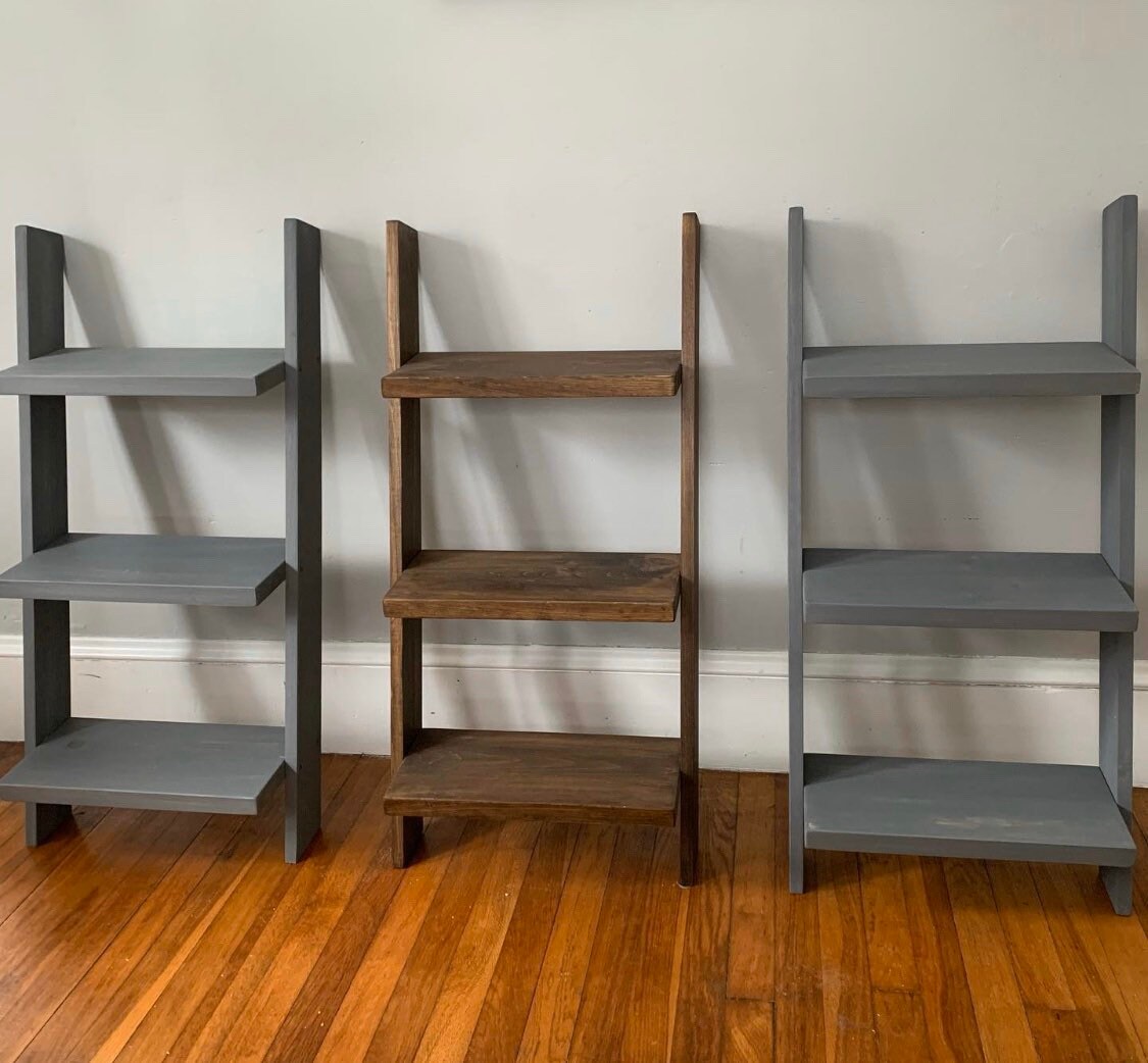 Leaning Ladder Shelf // Bedside Table // Leaning Book Shelf // Etsy