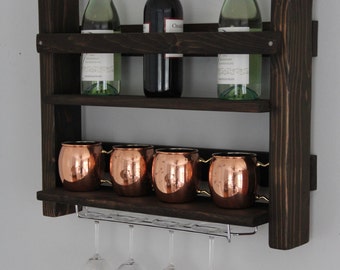 Wine glass rack with storage