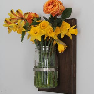 Set of 2 large mason jar vase // Mason jar sconce // mason jar decor // mason jar planter image 2