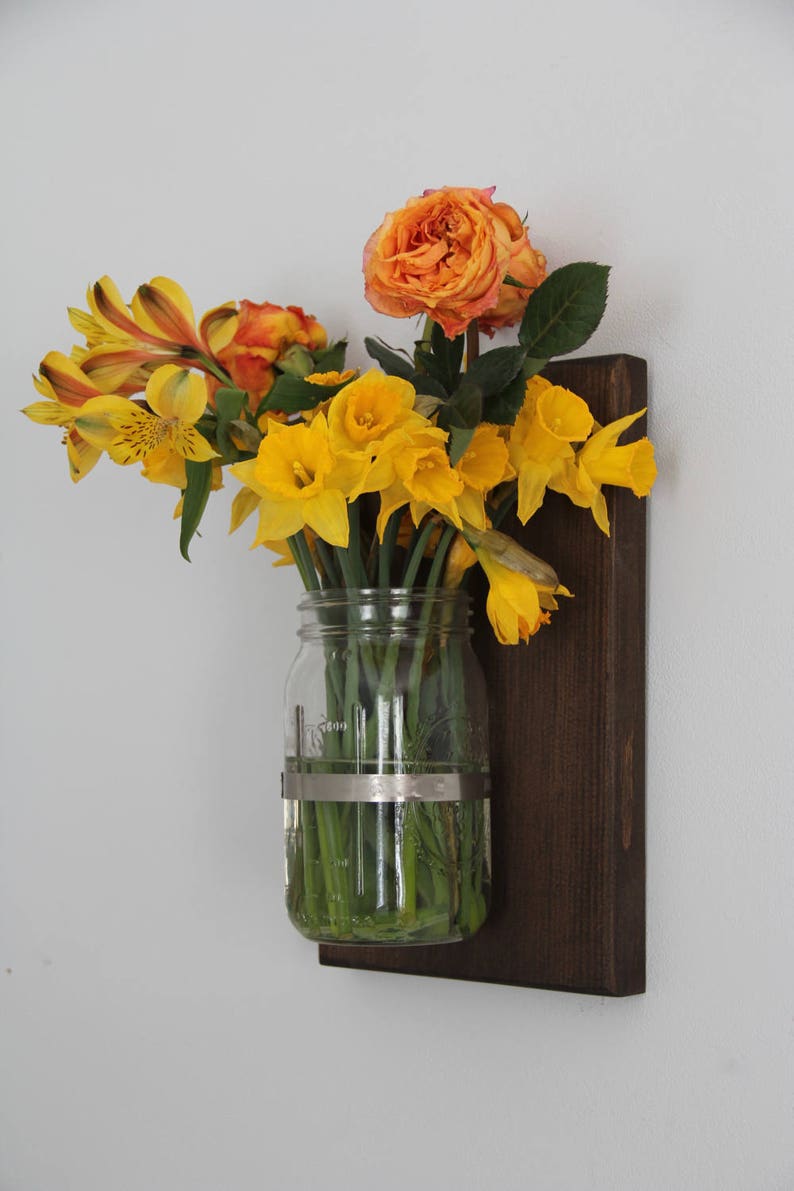 Large Mason Jar Vase // Mason Jar Sconce // Mason Jar Decor // Etsy