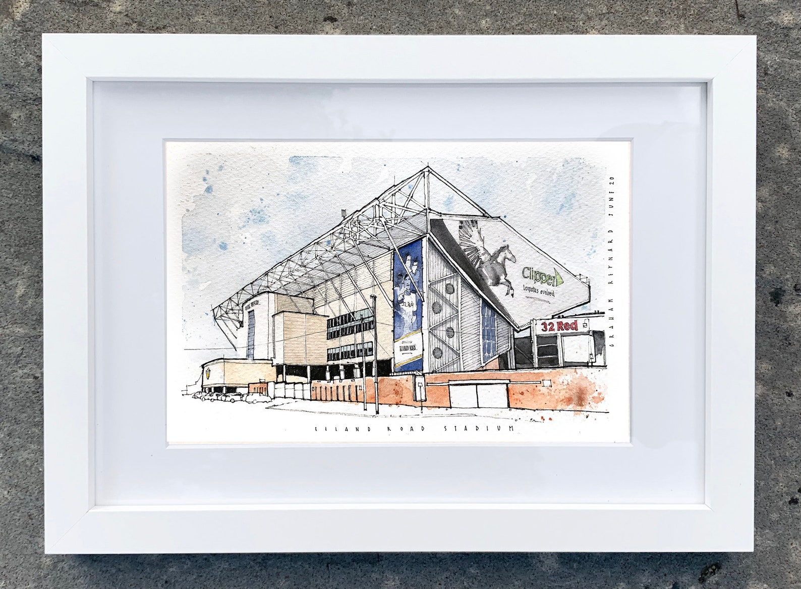 Elland Road Painting Fine Art Print. Leeds United Stadium Painting FREE