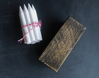 Chalkboard Eraser | Chalkboard Accessory Gift Set | Mini chalkboard eraser (4" x 1.5") and White Sharpened Chalk (10 pk)