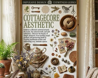 Cottagecore esthetische poster | Rustiek landelijk decor | Natuurkunstafdruk | Gedroogde bloemen | Botanische illustraties | Lavendel | Jam | 24 x 36