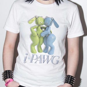 i-PAWG Frutiger Aero Graphic T-shirt | Retro Futuristisk 2000-talsestetisk T-shirt | Cyber Robot Dog Webcore-topp | Vaporwave Nostalgi Streetwear
