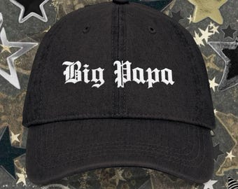 Big Papa hoed met gotisch schrift | Streetwear Vaderdagcadeau | Gedurfd cadeau voor opa van kleinkinderen | Oude baseballpet vader in Engelse stijl