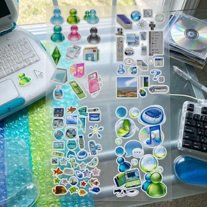 Frutiger Aero Y2K Sticker Sheet | Glossy Skeuomorphic Decals | Retro Internet Aesthetic Vinyl | Tech Optimism Desktop Art image 17