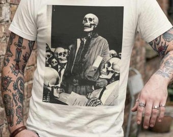 Halloween Shirt | Gothic Graphic Tee | Skeleton T-Shirt | Dark Academia Clothing | Macabre Skull Top | Vintage Grunge | Alternative Apparel
