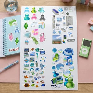 Frutiger Aero Y2K Sticker Sheet | Glossy Skeuomorphic Decals | Retro Internet Aesthetic Vinyl | Tech Optimism Desktop Art image 5