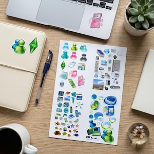 Frutiger Aero Y2K Sticker Sheet | Glossy Skeuomorphic Decals | Retro Internet Aesthetic Vinyl | Tech Optimism Desktop Art image 15