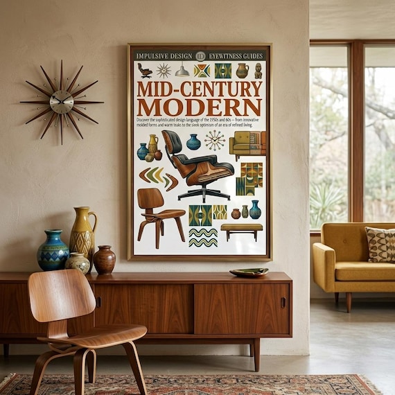 Mid-century Modern Poster | 24x36 MCM Infographic Print | Retro