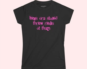 Boys Are Stupid Y2K Shirt | Scene Clothes Emo Graphic Tee | Mall Goth Streetwear | Alt Clothing | Pastel Grunge Cyberpunk Baby Tee