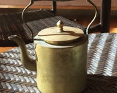 Vintage Brass Chinese Teapot with Wood Handle