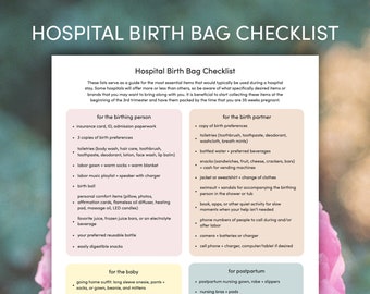 Liste de vérification des sacs de naissance à l'hôpital | PDF imprimable | Planification de la grossesse et de la naissance
