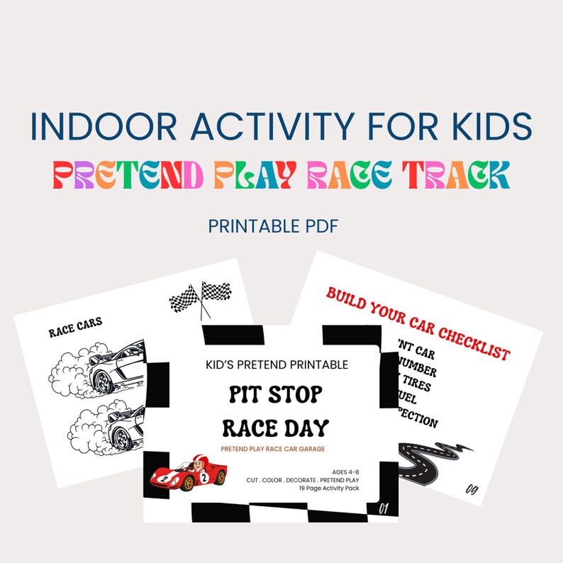 Family Worksheet Racing Kids Pretend Race Car Activity | Printable Coloring Pages (PDF Download ...