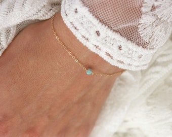 14k Gold Filled Amazonite Bracelet, Dainty Minimalist Amazonite Bracelet, Simple Jewelry, Gift for Her, Something Blue, Bridesmaid Gift