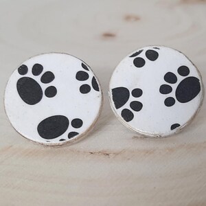 Rustic Pet Paw Print Earrings Stud, pet earrings, dog earrings, cat earrings, animal earrings, gift under 10