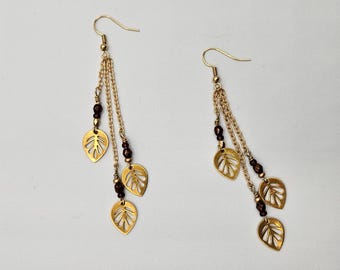 Fall Leaf Dangle Earrings: Gold Autumn Charm Earrings