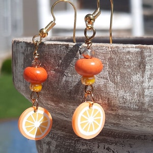 Food Dangle Earrings, fruit earrings, dragon fruit earrings, orange fruit earrings, foodie earrings