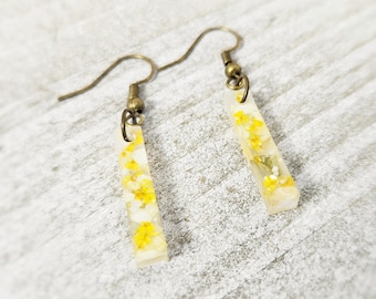 Real Flower Dangle Earrings: Handmade Resin Jewelry
