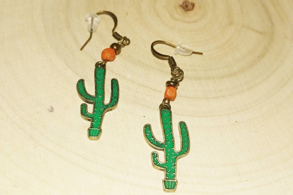 Boho Earrings Cactus Teardrop Earrings Southwestern Jewelry