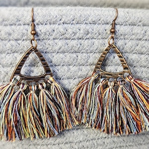 Colorful Boho Tassel Earrings – Multicolor Statement Dangle Earrings, Hippie Festival Jewelry, Bold Handmade Earrings for Women