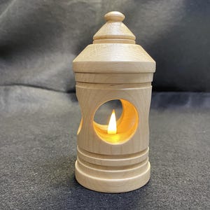 Lantern, Tea Light LED, Hardwood, Turned, Heirloom Quality