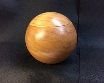 Caja de recuerdos de 7,6 cm (3 pulgadas), madera dura, cerezo, nogal, caoba africana o arce, torneada, esférica, redonda.