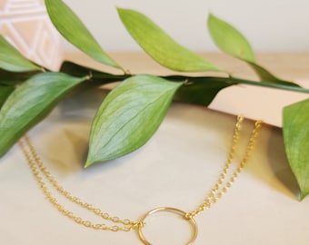 Necklace Gold Filled Circle Dainty Necklace Gold Minimalist Circle Necklace Gifts for Her Mothers Day Gift Gold Jewelry Simple Necklace