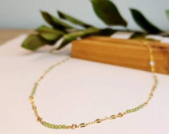 Necklace with Peridot bead Gold Filled Gemstone Dainty Necklace Gold Minimalist Necklace Gemstone Bead Necklace Mothers Day Jewelry