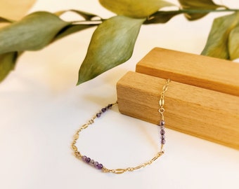 Bracelet with Amethyst Gemstone Bead Gold Filled Dainty Bracelet Minimalist Gold Jewelry Gift for Her Bracelet Mothers Day Gemstone Jewelry