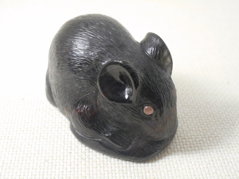 Obsidian Mouse Stonecut Miniature . Handmade Figurine Animal Etsy