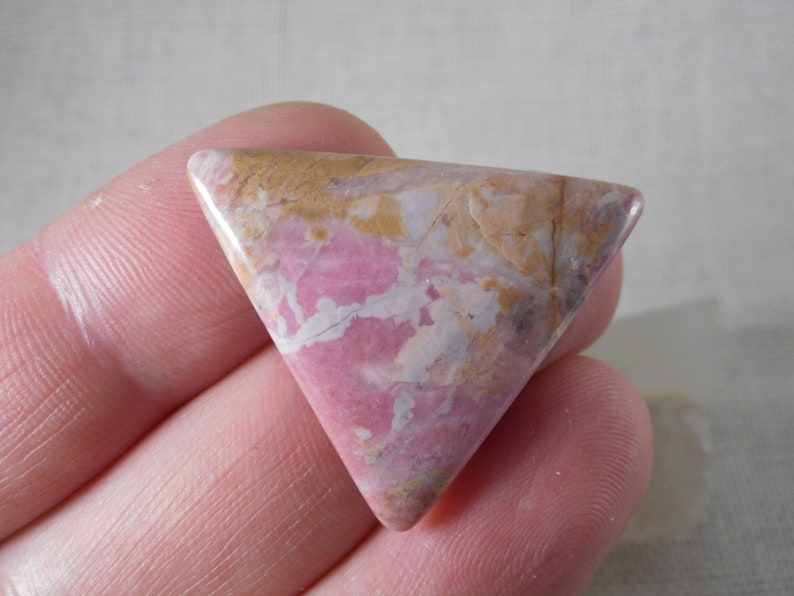Pink Rhodonite triangle cabochon 1.33 Rare Russian gemstone Rhodonite Designer Cut Cabochon Natural stone from Ural