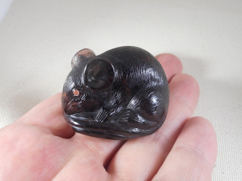 Obsidian Mouse Stonecut Miniature . Handmade Figurine Animal Etsy
