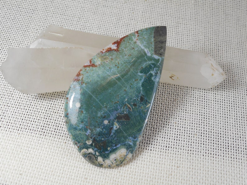 Green Rhyolite Large Designer Cabochon Rhyolite Gemstone Cabochon 2.44 Natural Liparite with Chalcedony free form stone