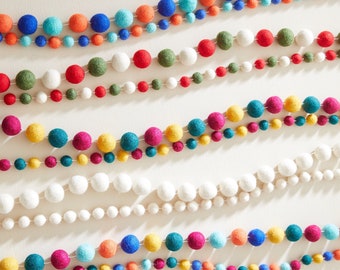 Fair Trade Boho Mini Felt Ball Pompom Garland 200cm