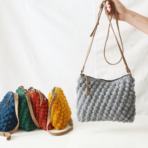 Fair Trade Crochet Boho Bobble Cross Body Handbag