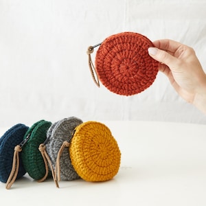 Porte-monnaie circulaire en laine au crochet, commerce équitable