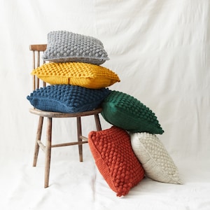 Fair Trade Chunky Boho Bobble Wool Cushion Cover 40cm image 1