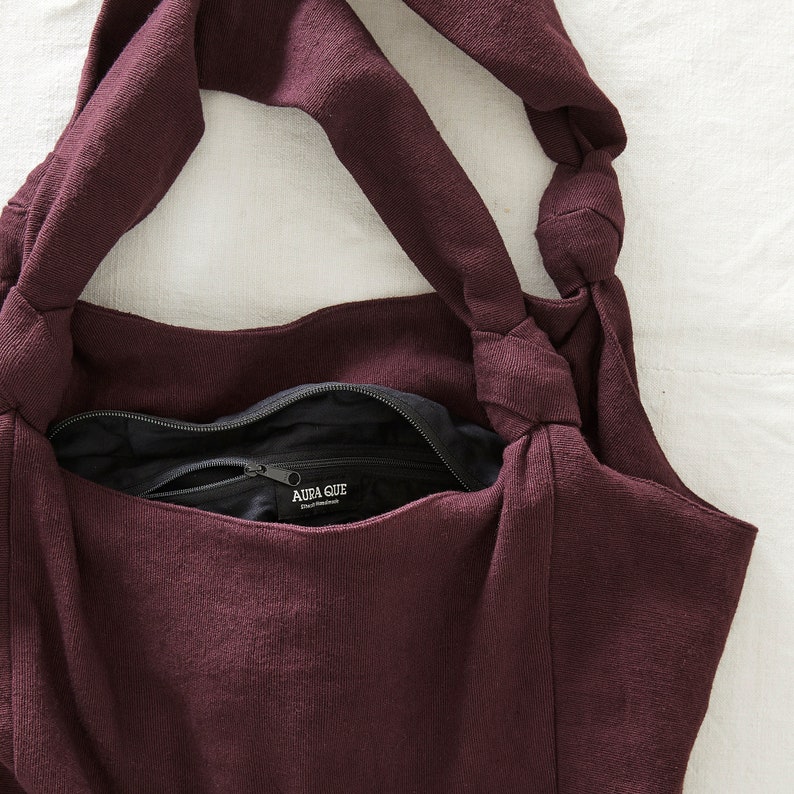 Fair Trade Vegan Comfy Everyday Shoulder Bag Zip Close image 8