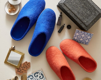 Fair Trade Handmade Eco Felt Mule Slippers Limited Edition