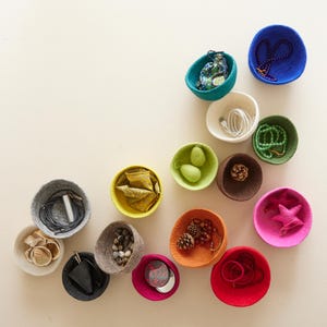 Fair Trade Stacking Trinket Pots Felt Azo Free 3pc Set