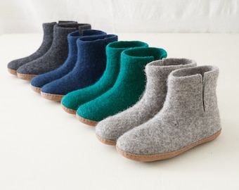 Fair Trade Handmade Eco Felt Unisex Slipper Boots Suede Soles