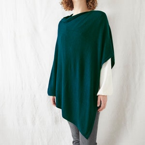 Fair Trade Luxury Soft Fine Knit Merino Cowl Poncho Green