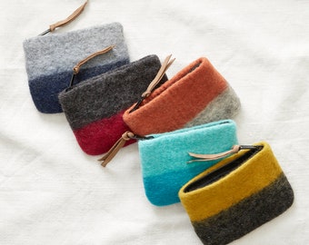 Fair Trade Handmade Felt Ombre Two Tone Zip Purse