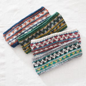 Fair Trade Fair Isle Knit Wool Lined Earwarmer Headband